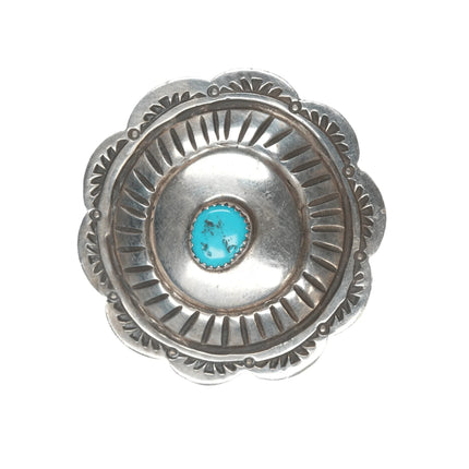 AL Vintage Navajo sterling concho pin with turquoise - Estate Fresh Austin