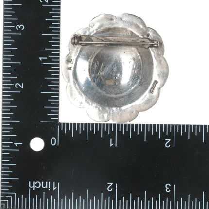 AL Vintage Navajo sterling concho pin with turquoise - Estate Fresh Austin