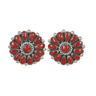 Alice Quam Zuni Mediterranean Coral cluster clip-on earrings sterling - Estate Fresh Austin
