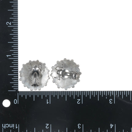 Alice Quam Zuni Mediterranean Coral cluster clip-on earrings sterling - Estate Fresh Austin