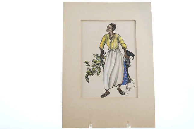 Alice Scott (1924-2005) Original Watercolor South Carolina Gullah woman - Estate Fresh Austin