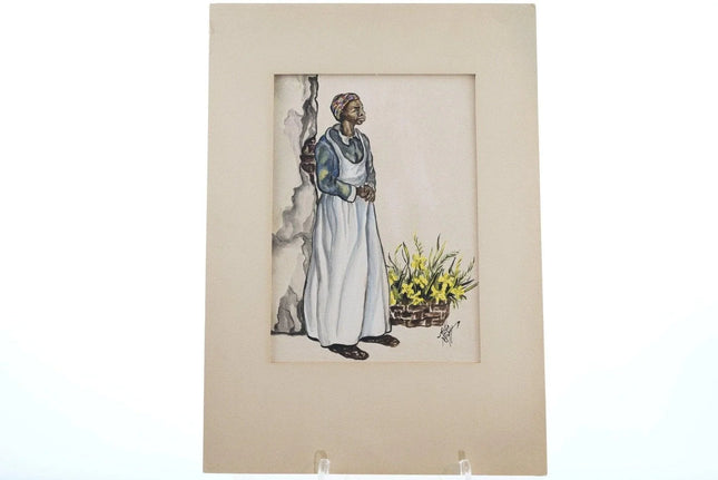 Alice Scott (1924-2005)Original Watercolor South Carolina Gullah woman - Estate Fresh Austin