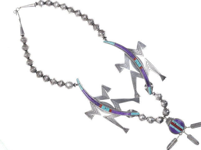 Allenroy Paquin (Jicarilla Apache/Zuni) Multi-stone channel inlay lizards beade - Estate Fresh Austin