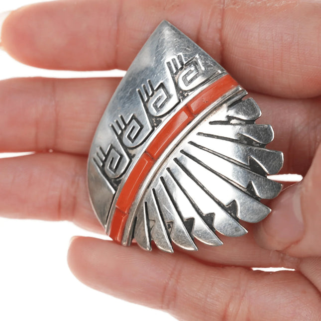 Alvin and Lula Begay Navajo silver and coral earrings - Estate Fresh Austin