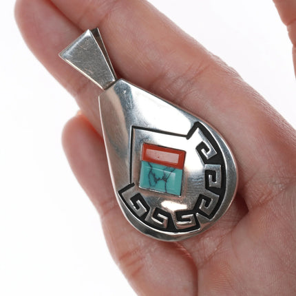 Alvin and Lula Begay Navajo silver, turquoise, and coral pendant - Estate Fresh Austin
