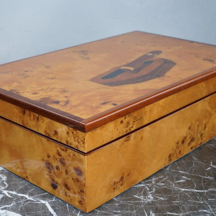 Amazing Marquetry Cigar Humidor Diamond Crown - Estate Fresh Austin