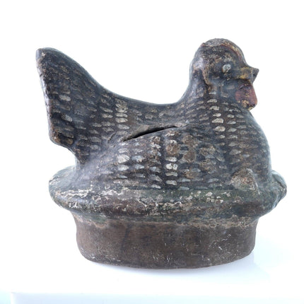 American Redware Folk Art Hen on Nest Bank - Estate Fresh Austin