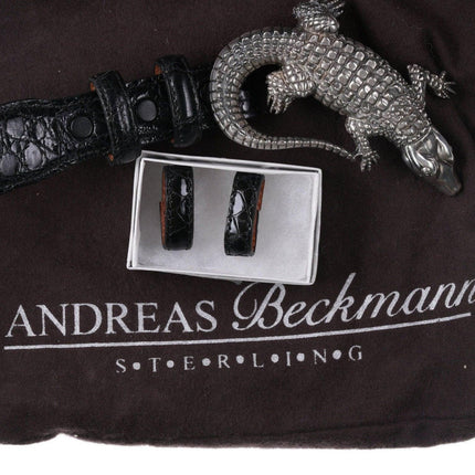 Andreas Beckmann Sterling Alligator Belt buckle on size 26 Alligator belt - Estate Fresh Austin