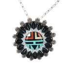 Andrew Dewa Zuni Sterling Multi-stone inlay sunface pendant/pin - Estate Fresh Austin