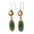 Antique 14k gold coral and Malachite earrings - Estate Fresh Austin