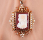 Antique 14k Gold Hardstone cameo pendant with pearls - Estate Fresh Austin