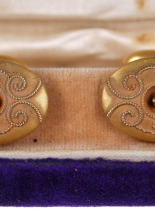 Antique 14k Yellow Gold/Diamond cufflinks in original box. - Estate Fresh Austin