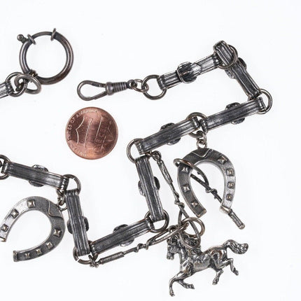 Antique 835 Silver Western Themed Choker Charm necklace - Estate Fresh Austin