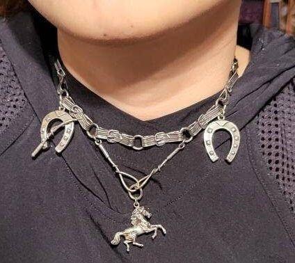 Antique 835 Silver Western Themed Choker Charm necklace - Estate Fresh Austin