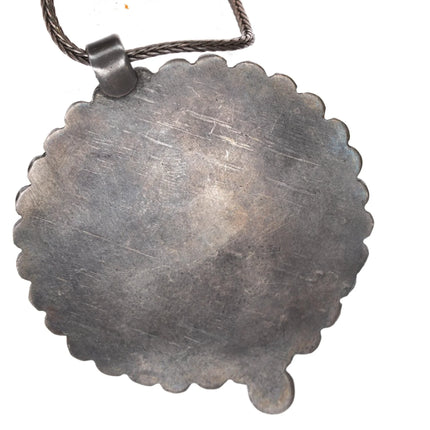 Antique Arabic Sterling, turquoise, and coral pendant on wheat chain - Estate Fresh Austin