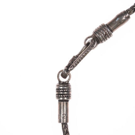 Antique Arabic Sterling, turquoise, and coral pendant on wheat chain - Estate Fresh Austin