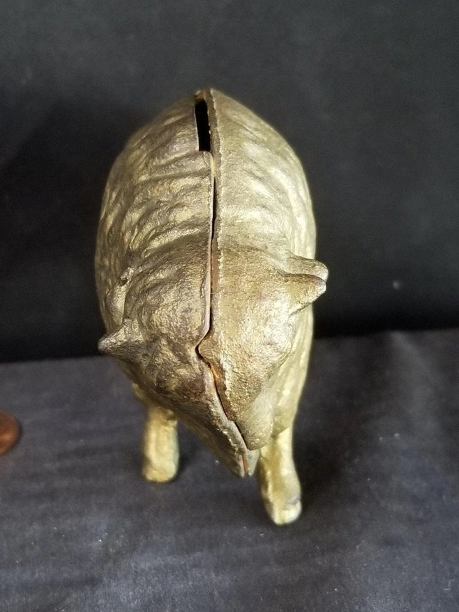 Antique Arcade Cast Iron Buffalo Bank c.1920's 3" tall x 4 3/8" long - Estate Fresh Austin