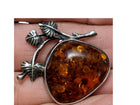 Antique Art Nouveau Baltic Amber Brooch in Sterling Mount Signed pin - Estate Fresh Austin
