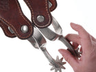 Antique August Buermann Engraved longhorn spurs Star steel silver - Estate Fresh Austin