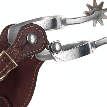 Antique August Buermann Engraved longhorn spurs Star steel silver - Estate Fresh Austin