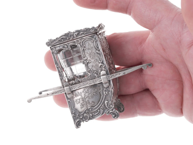 Antique Austro-Hungarian silver Royal Litter Carriage Figural perfume bottle - Estate Fresh Austin