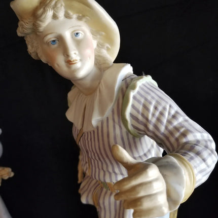 Antique Bisque Man and Woman Statutes c.1870 Best Quality 17.5" tall - Estate Fresh Austin