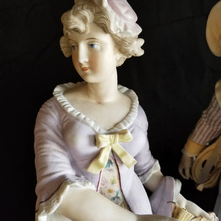 Antique Bisque Man and Woman Statutes c.1870 Best Quality 17.5" tall - Estate Fresh Austin