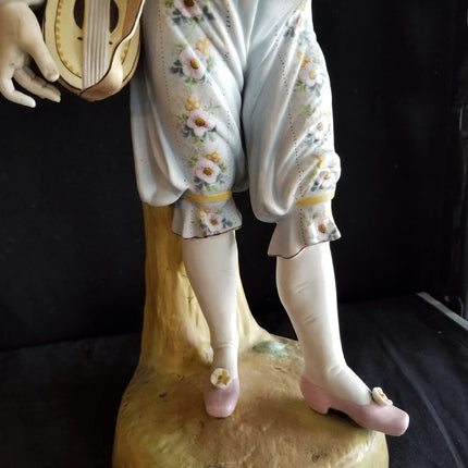 Antique Bisque Man and Woman Statutes c.1870 Best Quality 17.5" tall - Estate Fresh Austin