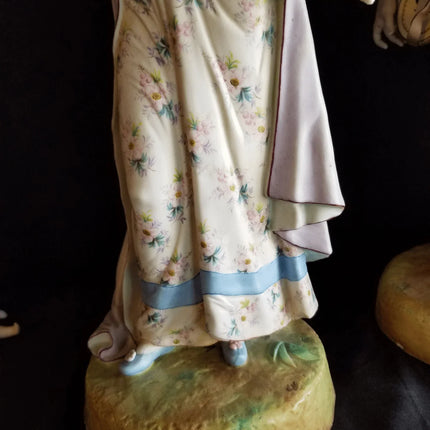 Antique Bisque Man and Woman Statutes c.1870 Best Quality 17.5" tall - Estate Fresh Austin