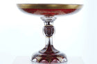Antique Bohemian Ruby Flashed Cut overlay glass compote with heavy gold - Estate Fresh Austin