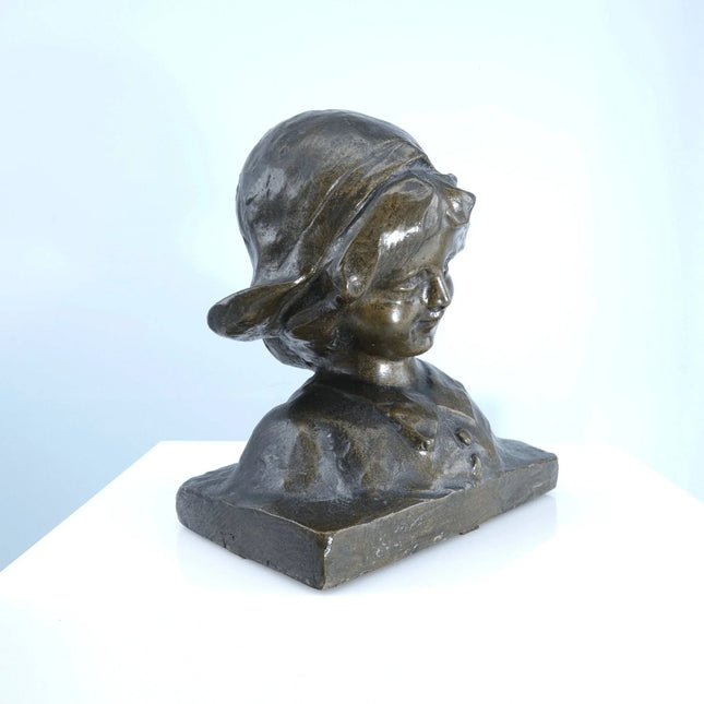 Antique Bronze Dutch Girl Bust - Estate Fresh Austin
