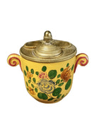 Antique Bronze Mounted French Faience Inkwell Hand Painted Flowers 19th Century - Estate Fresh Austin