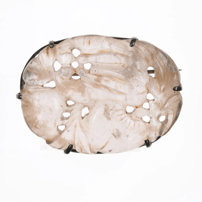 Antique Chinese carved rock crystal pin - Estate Fresh Austin