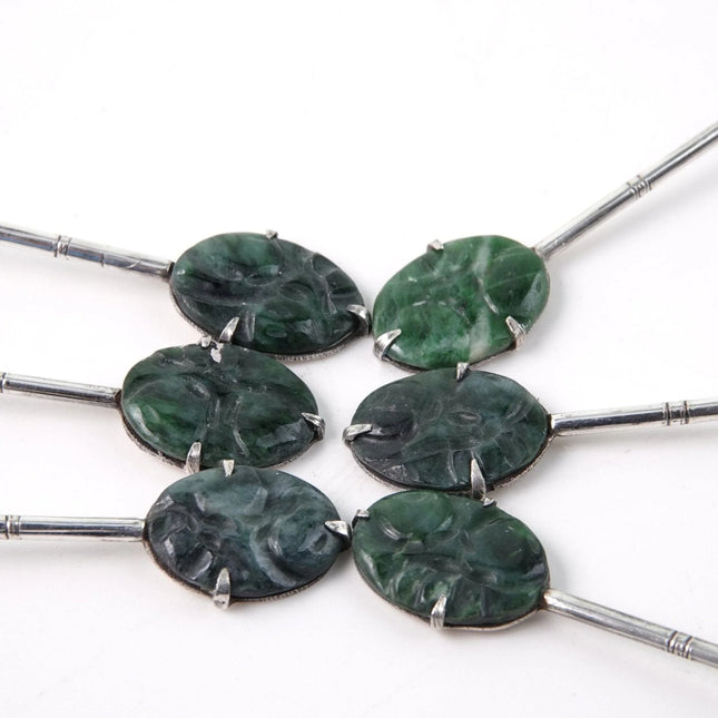 Antique Chinese Export Silver and Jade Demitasse Spoon Set Hong Kong - Estate Fresh Austin