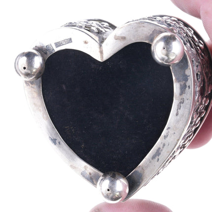 Antique chinese export silver heart form pin cushion - Estate Fresh Austin