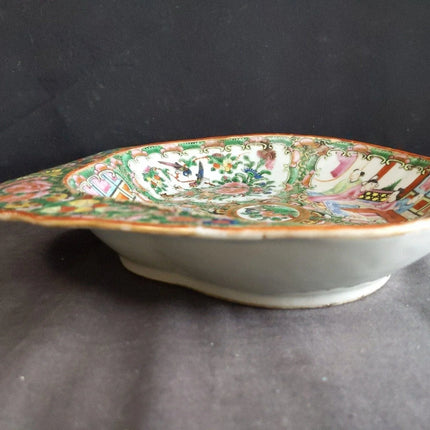 Antique Chinese Famille Rose Medallion Shrimp Dish Bowl - Estate Fresh Austin
