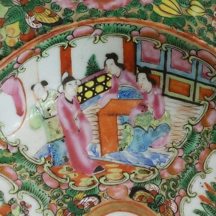 Antique Chinese Famille Rose Medallion Shrimp Dish Bowl - Estate Fresh Austin