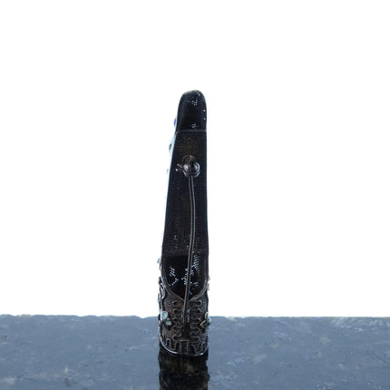 Antique Chinese Filigree Silver Enamel Turquoise and Coral Fingernail Brooch pin - Estate Fresh Austin