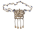 Antique Chinese Gilt Silver Kylin Necklace with lapis and carved coral beads - Estate Fresh Austin