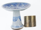 Antique Chinese Miniature compote and brass match/toothpick holder - Estate Fresh Austin
