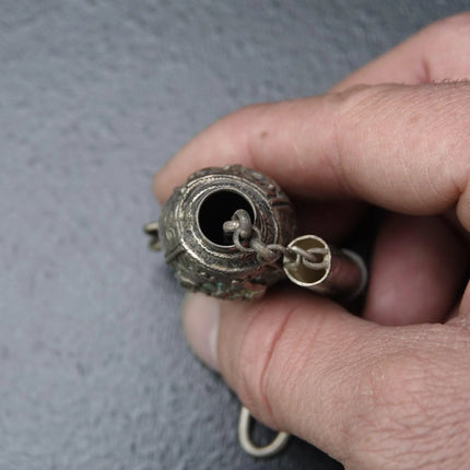 Antique Chinese Qing Dynasty Silver Chatelaine Scent Bottle/ Needle case - Estate Fresh Austin