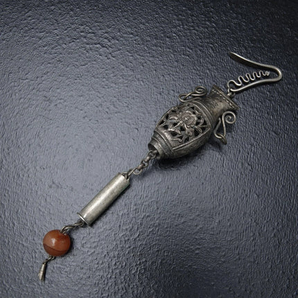 Antique Chinese Qing Dynasty Silver Chatelaine Scent Bottle/ Needle case - Estate Fresh Austin