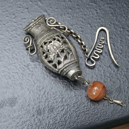 Antique Chinese Qing Dynasty Silver Chatelaine Scent Bottle/ Needle case - Estate Fresh Austin