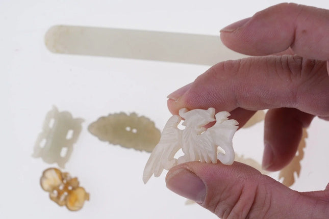 Antique Chinese Qing Jade Buttons/Ornaments Hair pin Lot - Estate Fresh Austin