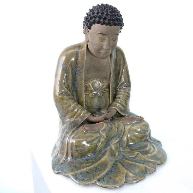 Antique Chinese Shiwan Buddha Figure with Flambe Cloak - Estate Fresh Austin