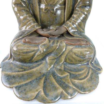 Antique Chinese Shiwan Buddha Figure with Flambe Cloak - Estate Fresh Austin