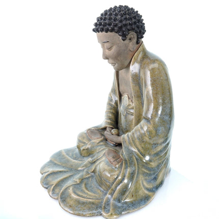 Antique Chinese Shiwan Buddha Figure with Flambe Cloak - Estate Fresh Austin