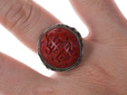 Antique Chinese silver Cinnabar ring - Estate Fresh Austin