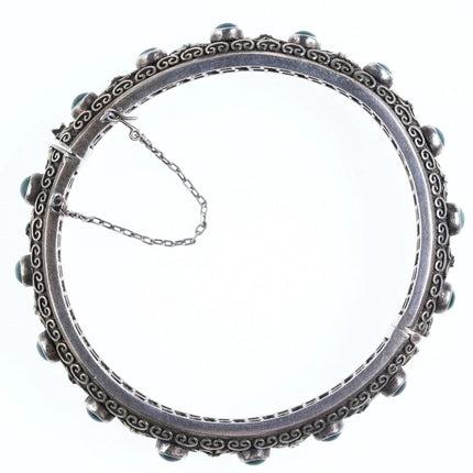 Antique Chinese Silver Enamel Butterfly Malachite bangle bracelet - Estate Fresh Austin