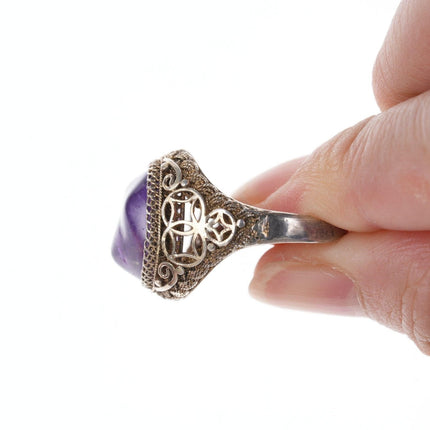 Antique Chinese silver filigree adjustable ring - Estate Fresh Austin